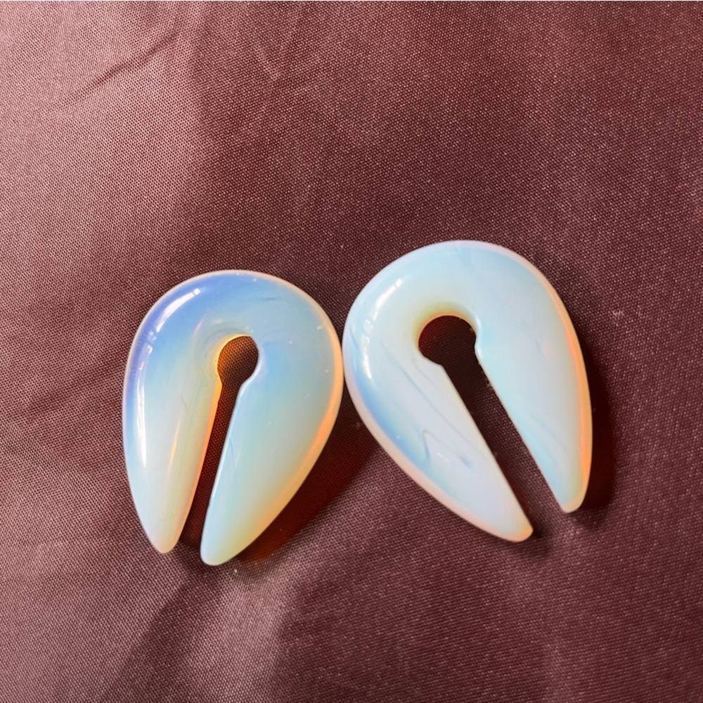 Iridescent Blue and White Ear Weights